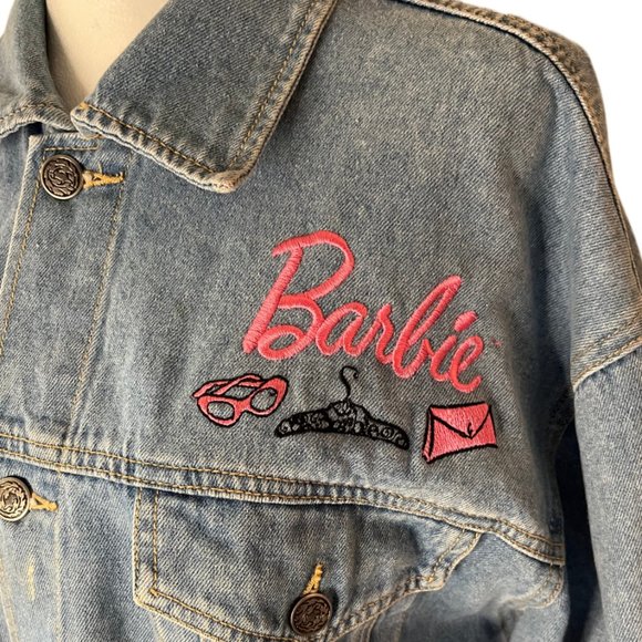Vintage 90s Barbie Embroirdered Jerry Leigh Jean Jacket  Size Medium - Picture 3 of 8